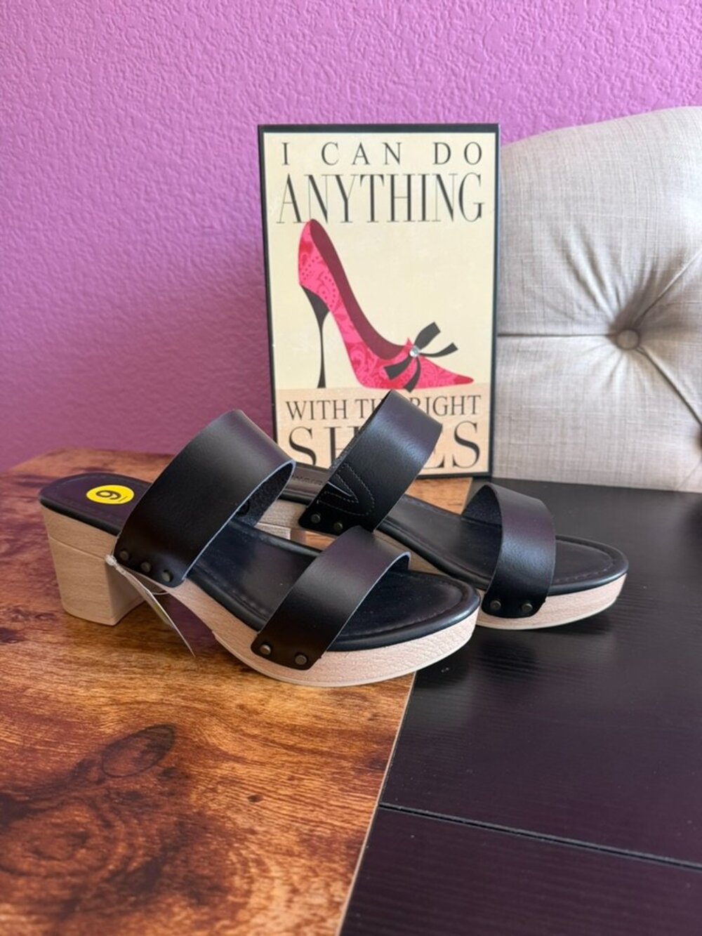 Black Cushionaire Platform Sandals